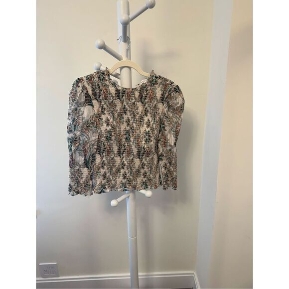 Veronica Beard "Kali" Smocked Floral Blouse-Multicolor Size 0 - Picture 1 of 3